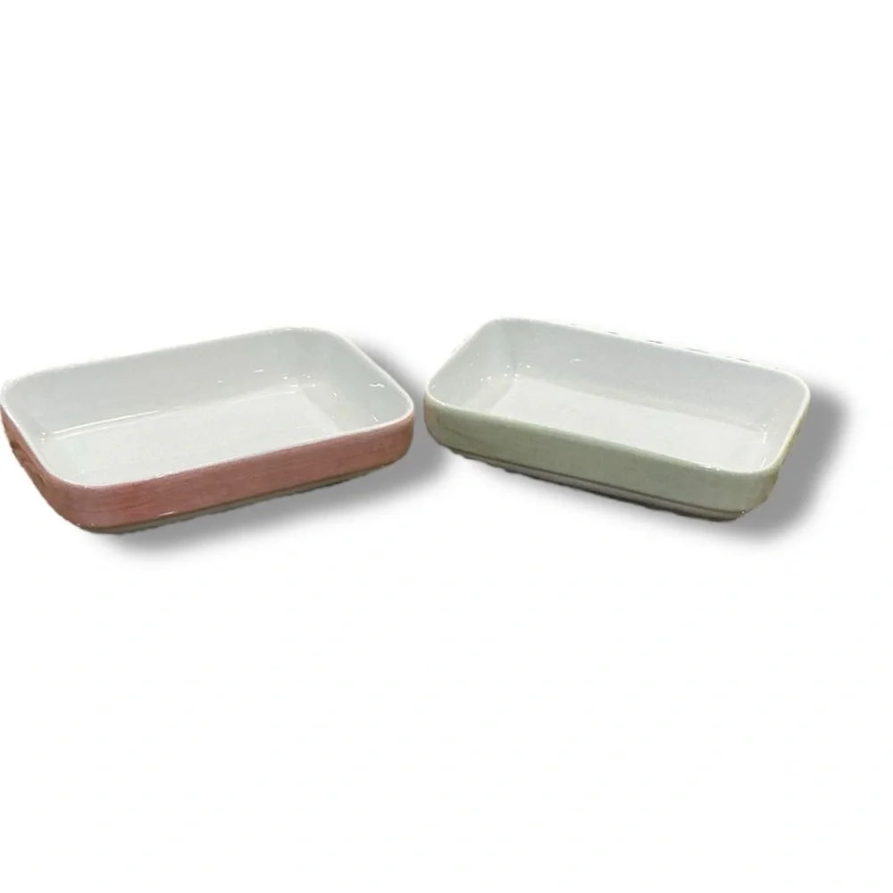 Set of 2 Burlodge Continental Hotelware Rectangular Dishes – Pink & Green